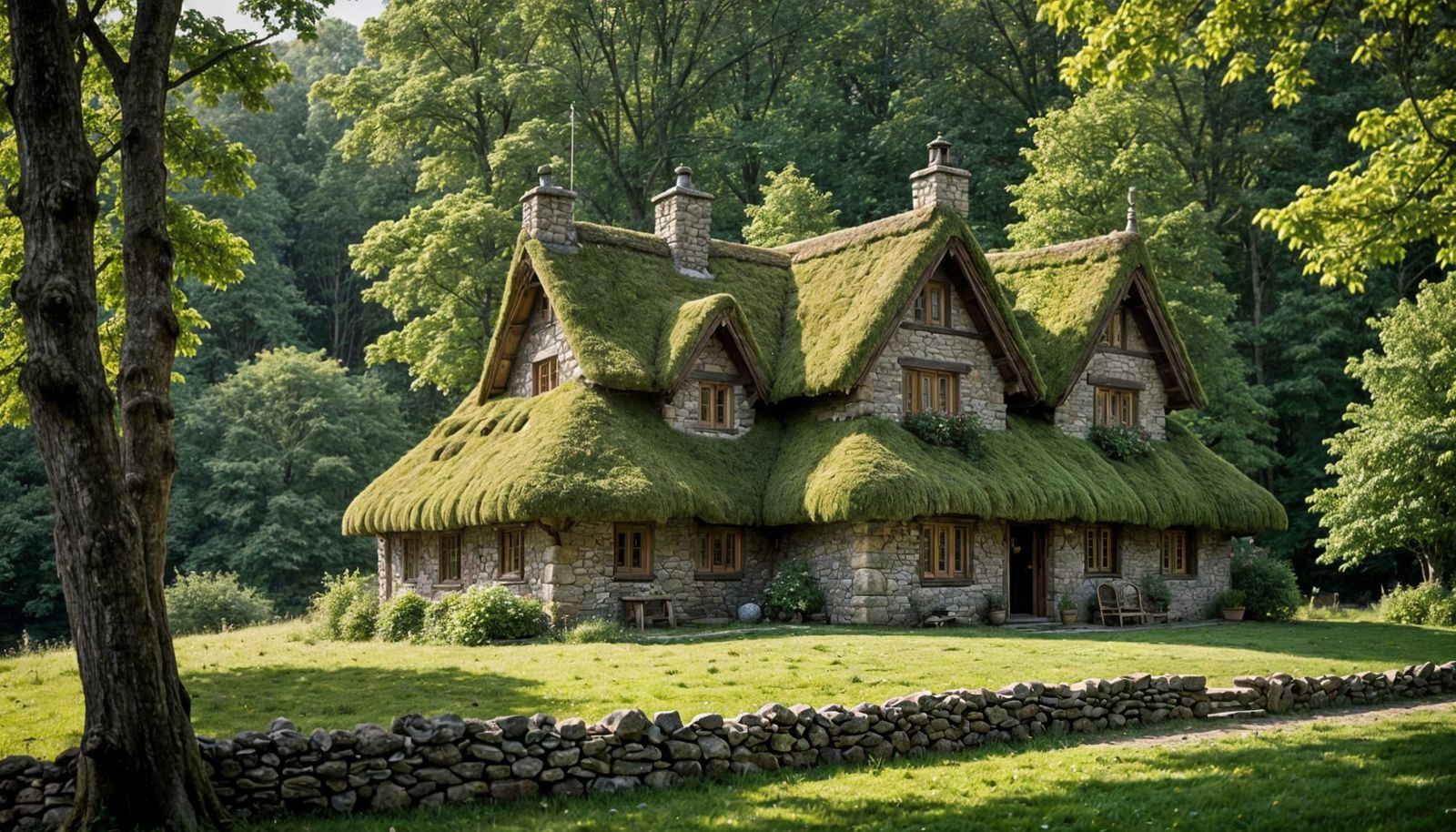 Rustic Castle Cottage in a Dark Forest
