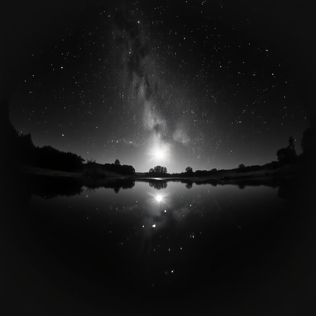 Starry Night Reflection in Pond