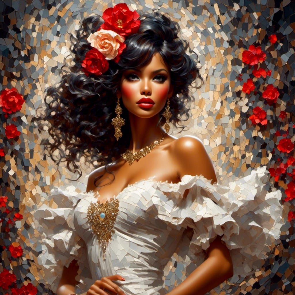 Flamenco Dancer in Ornate Comic Book Style