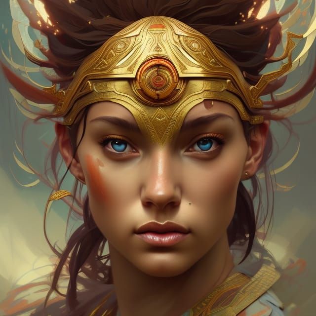 Warrior Princess Portrait in Hyperdetailed Digital Art Style