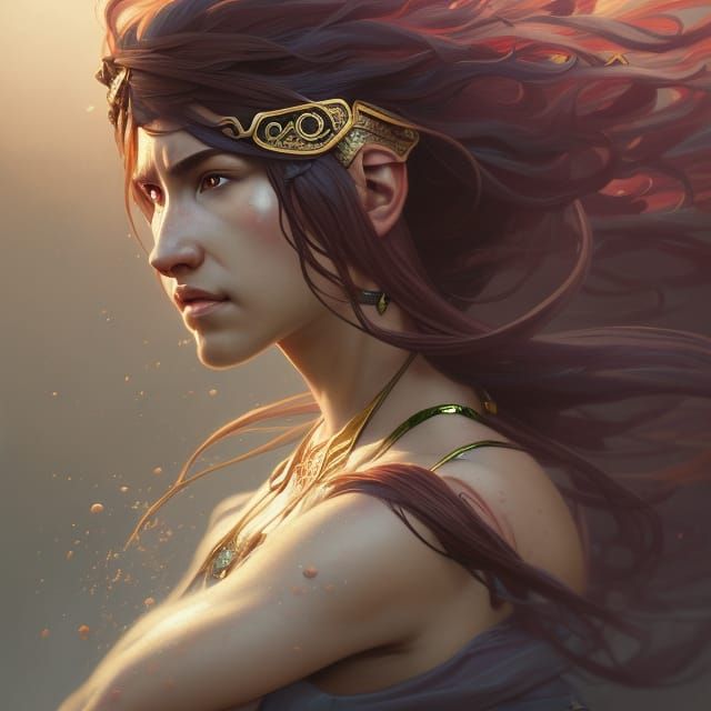Sacred Warrior Princess Portrait in Digital Art Style