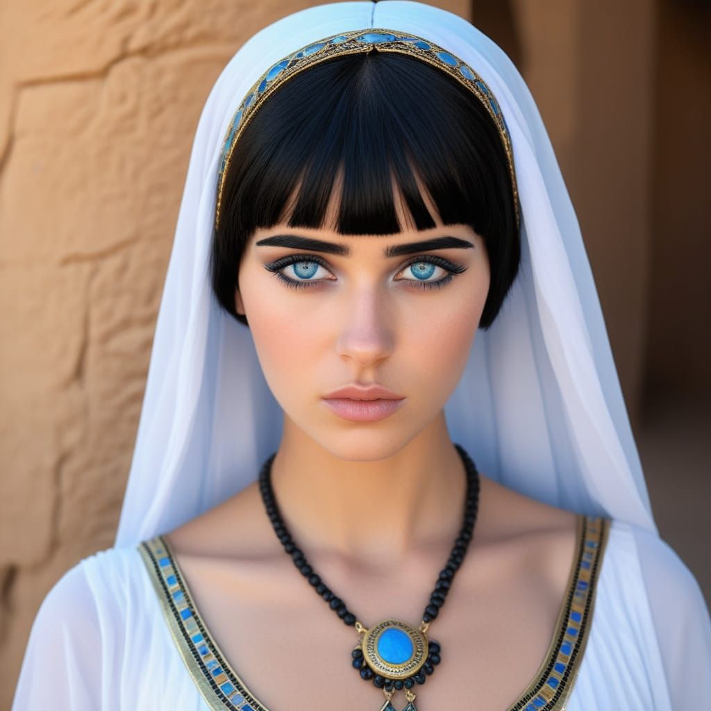 Ancient Egyptian Princess Portrait with Blue Eyes