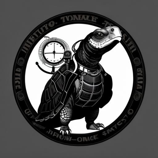 Steampunk Tortoise Vector Logo in Black and White