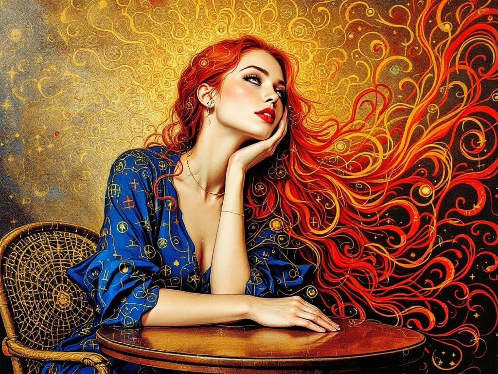 Visionary Woman Ignites Cosmic Flames