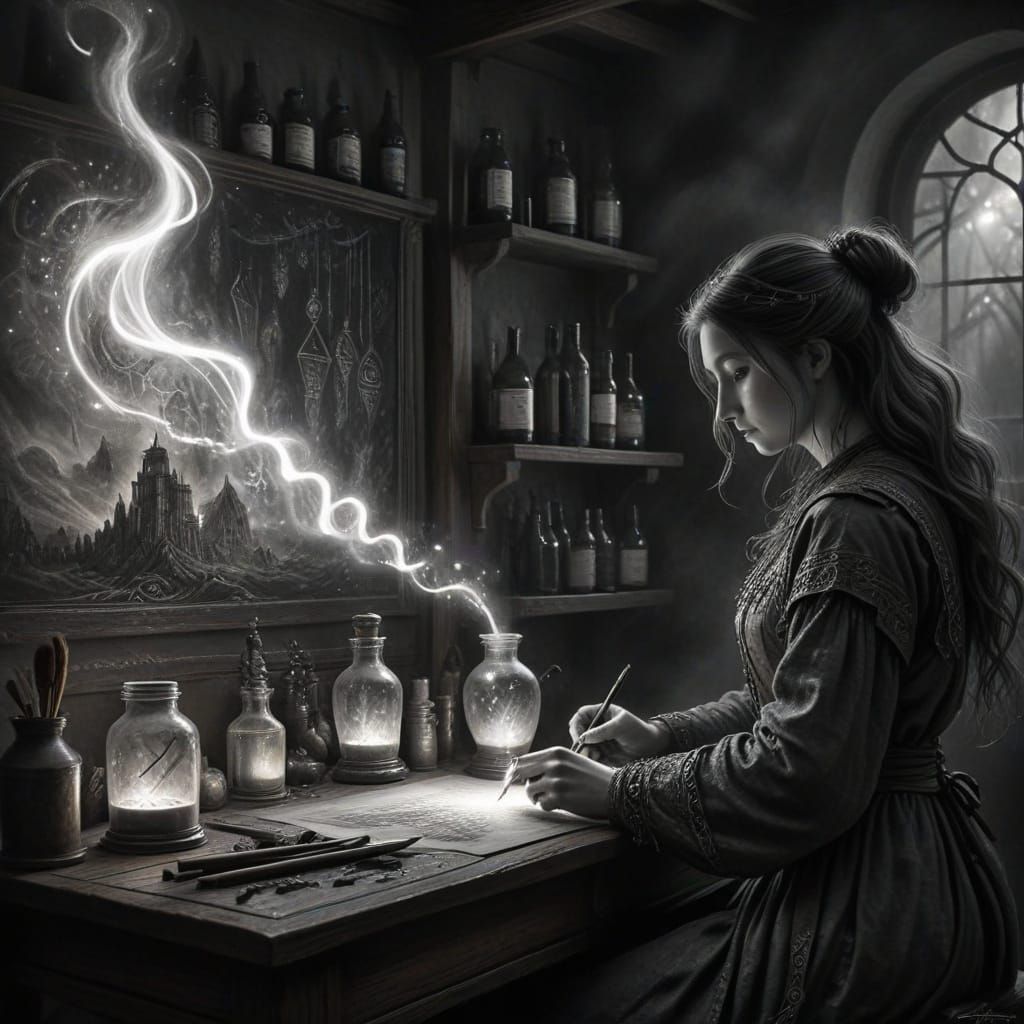 Magical Creations Revealed in Hyperdetailed Charcoal Drawing