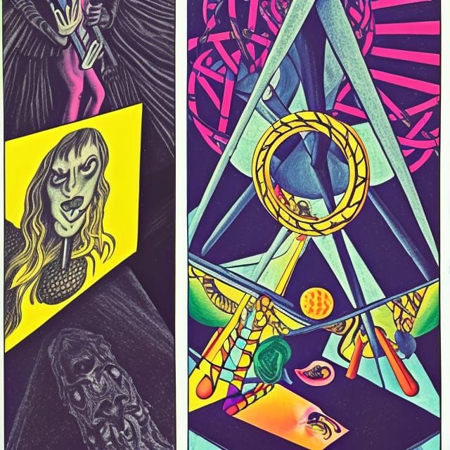 Psychedelic Tarot Card: Eight of Swords