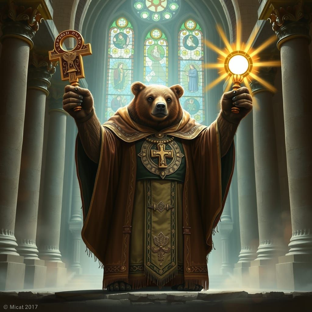 Majestic Bear Cleric in Ancient Sanctuary