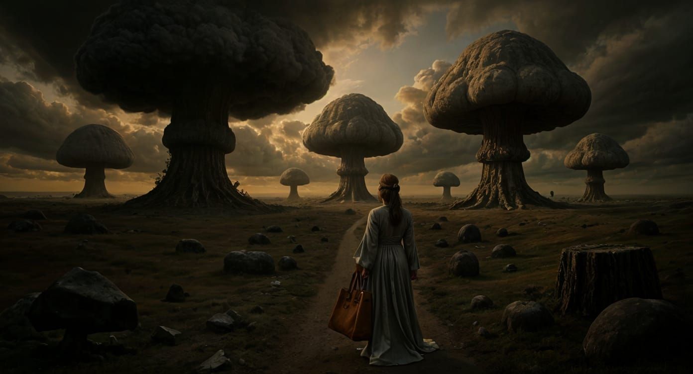 Distant Nuclear Explosions Create Mushroom Cloudscape