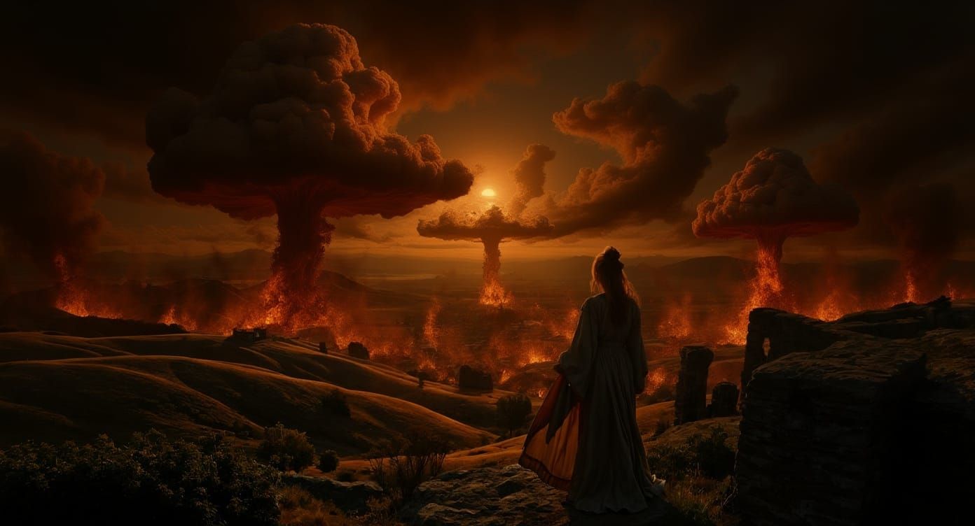 Distant Nuclear Explosions Create Mushroom Clouds