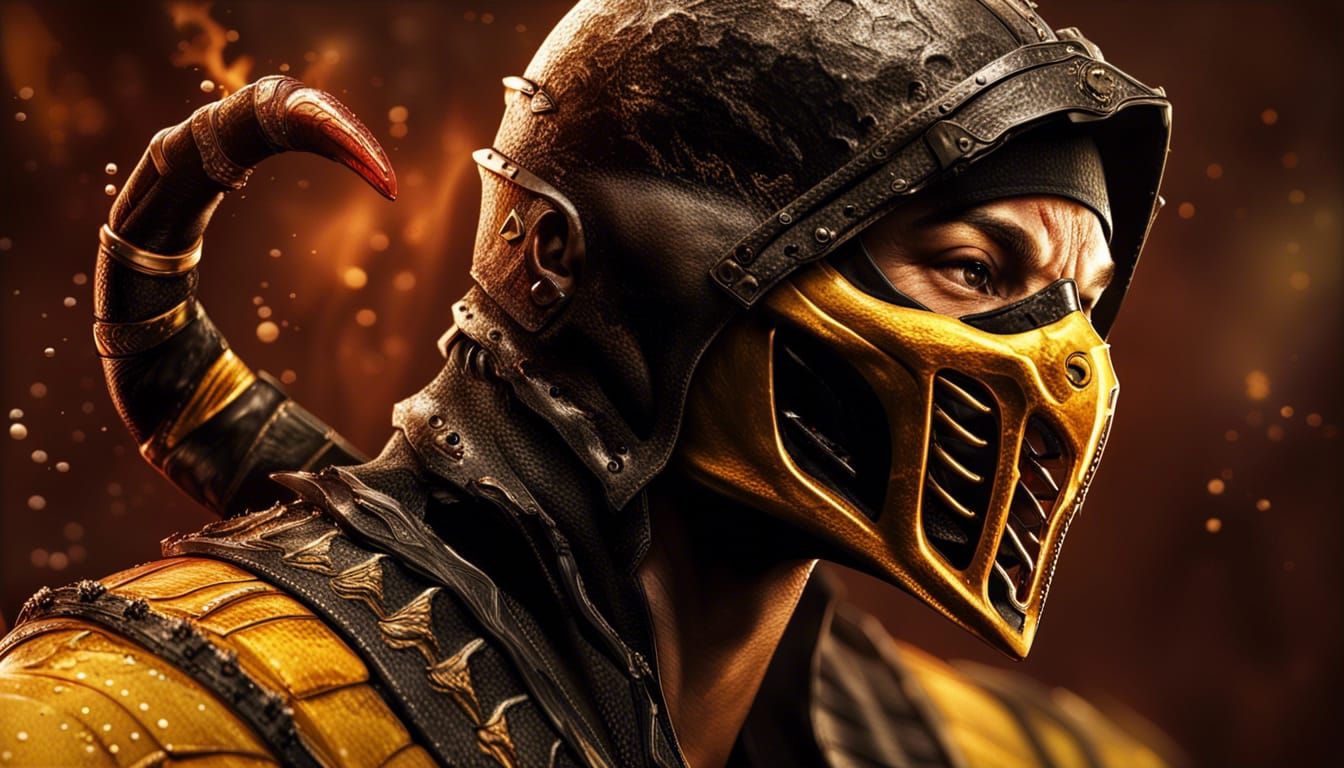 Mortal Kombat Scorpion Hyperrealistic Splash Art
