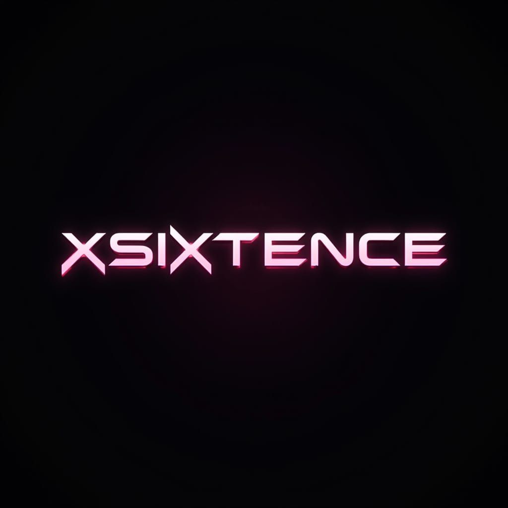 XSIXTENCE Logo in Cyberpunk Neon Style