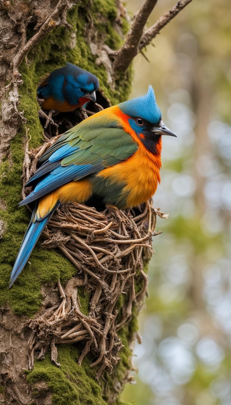 Detailed Bird Nests with Sharpness and Color