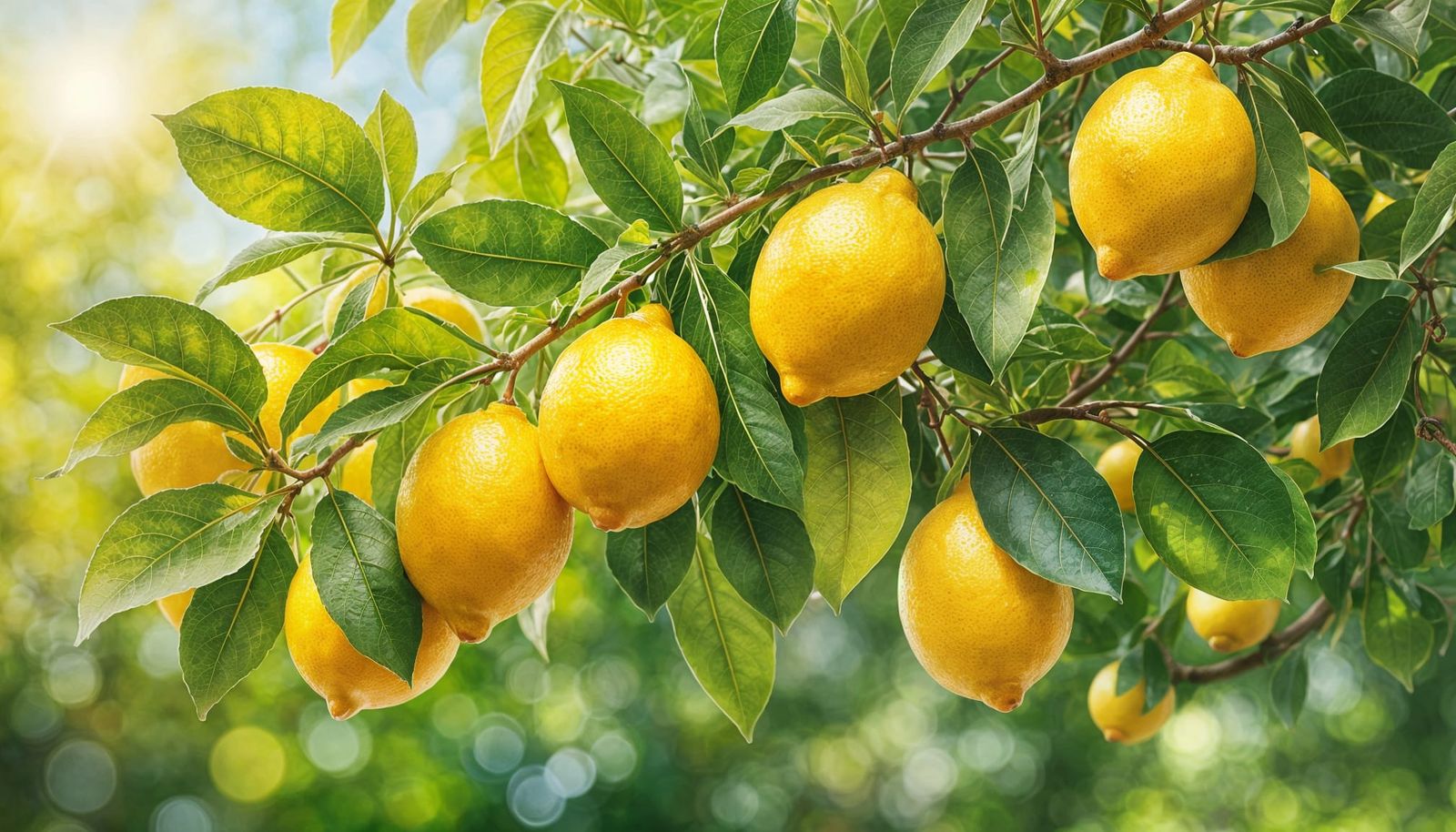 Lemons Ripening on Tree Branches