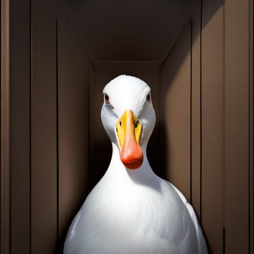 Sinister White Duck in Box, Digital Art