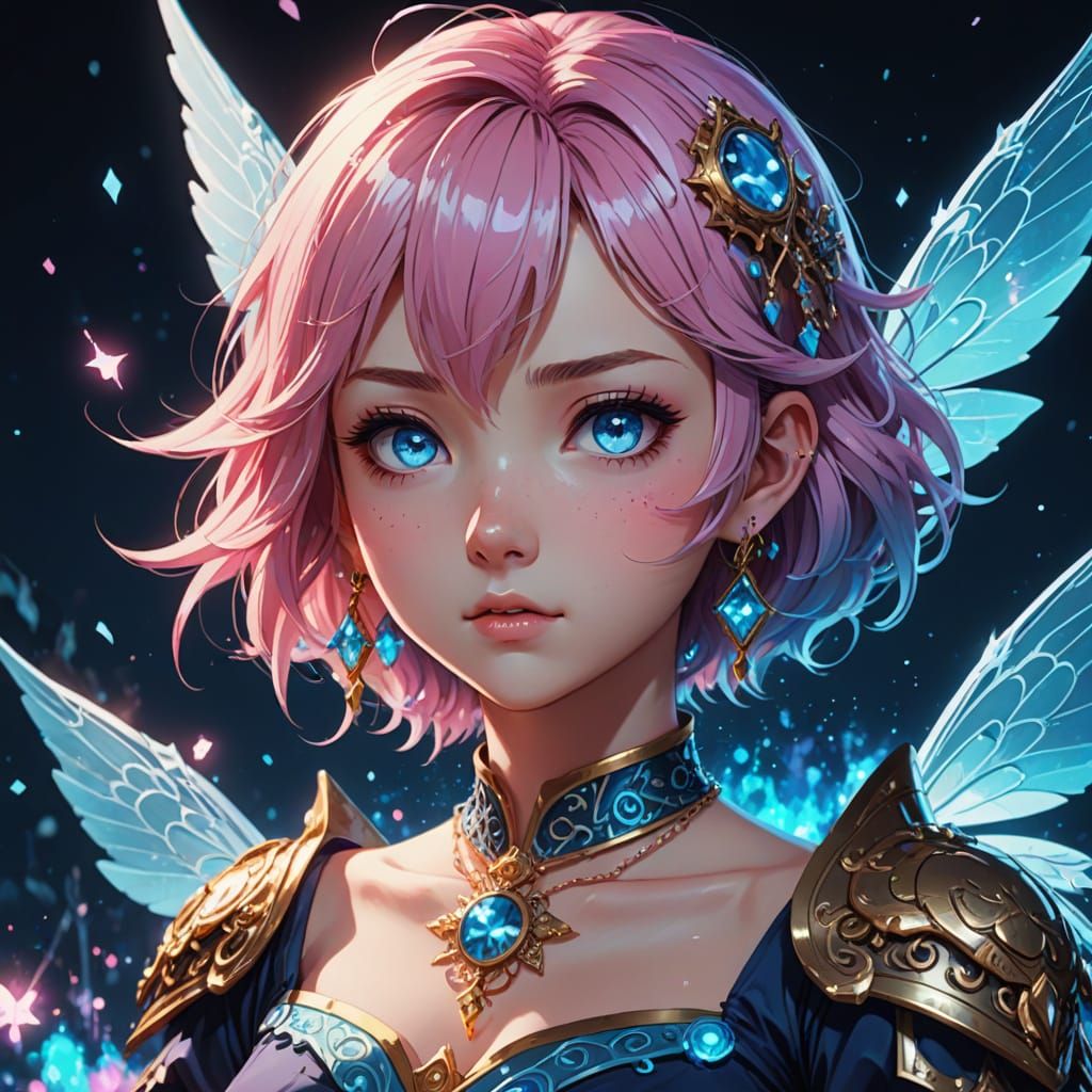 Glamorous Anime Fairy Sorceress in Vibrant Colors