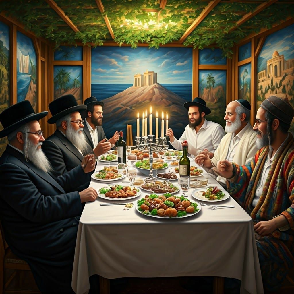 Sukkot Celebration with Orthodox Jews in Sukkah