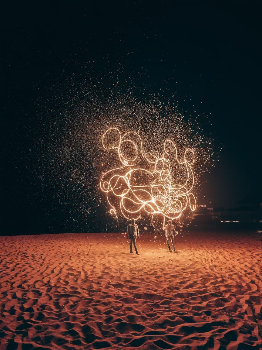 Glowing Curly Whirlingtons on the Beach
