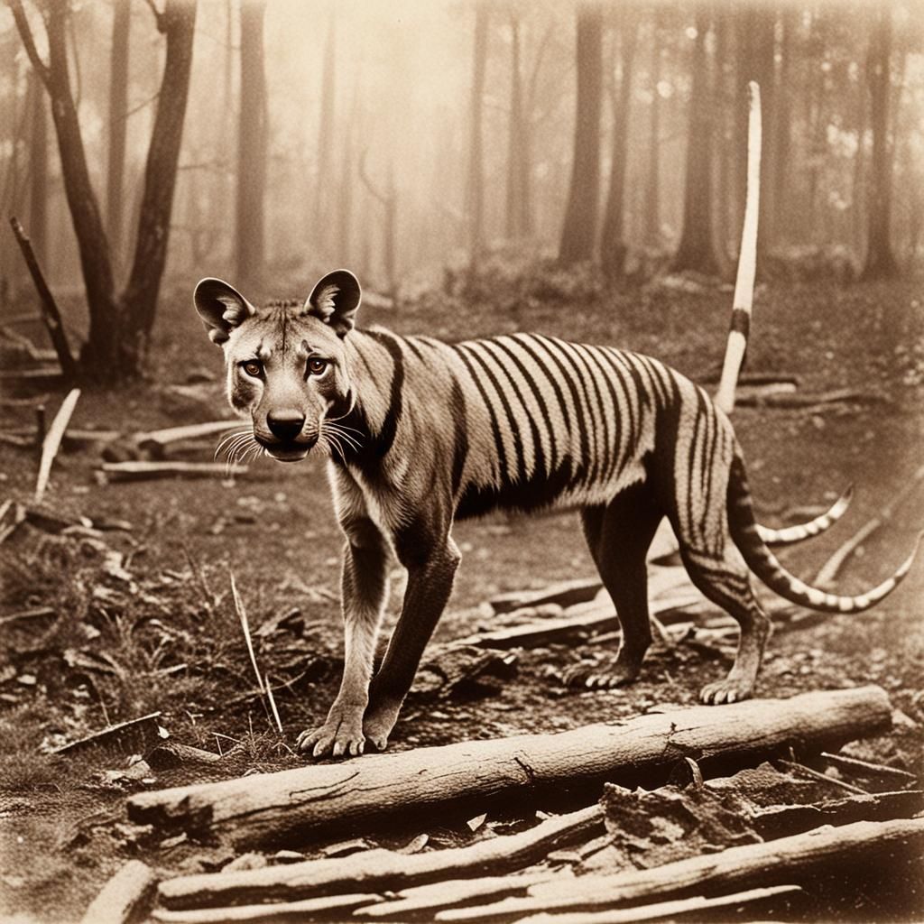 Extinct Tasmanian Tiger Illustration
