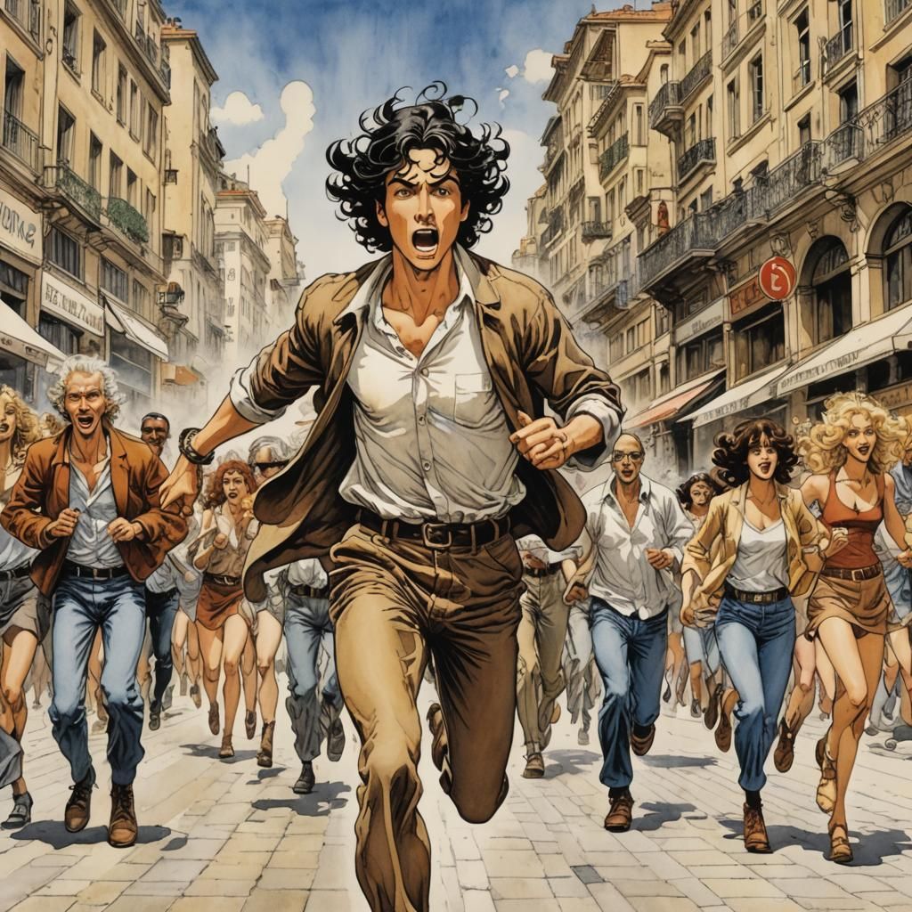 Man Chasing Lost Time in Manara Style