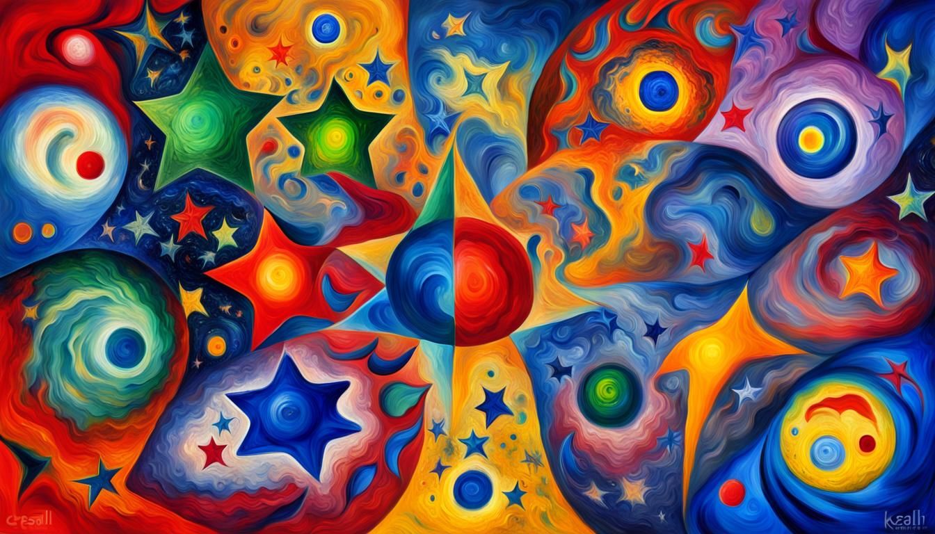Celestial Stars Connected in an Impasto Painting