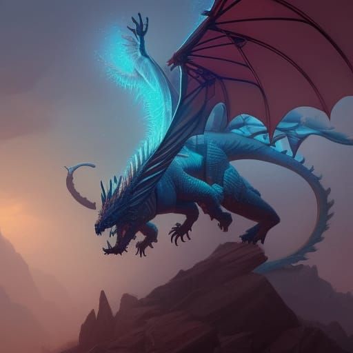 Ancient Dragon Concept Art in Art Nouveau Style