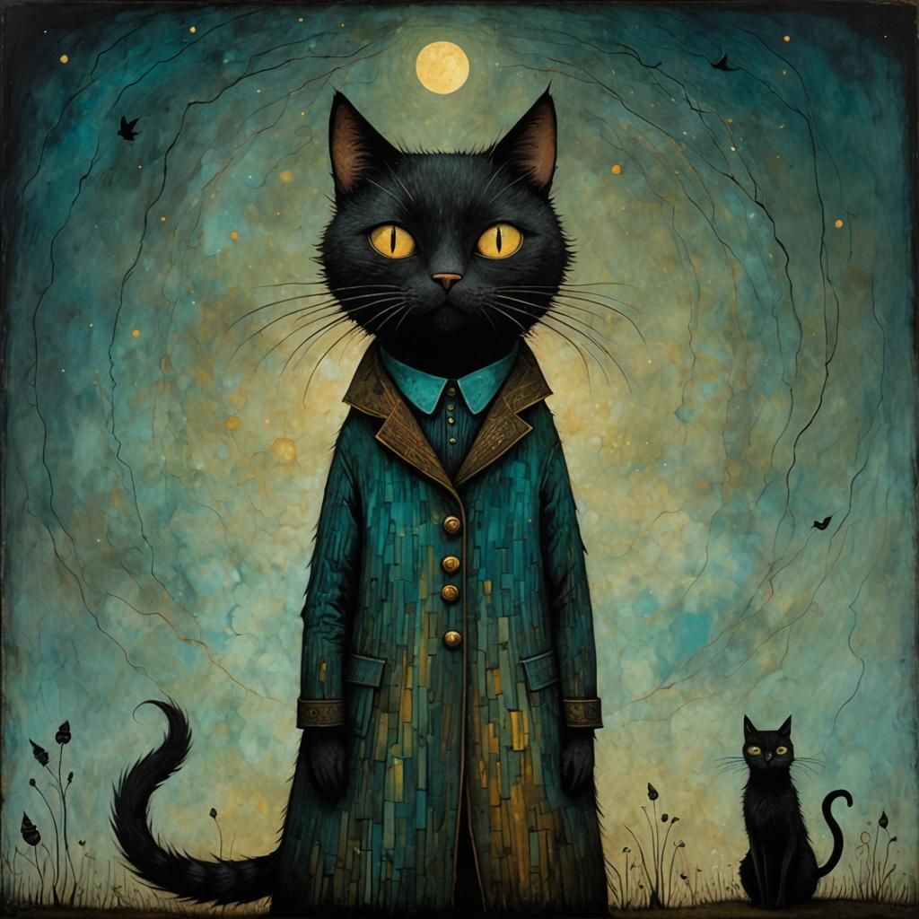 Anthropomorphic Cat Woman in Surreal Style