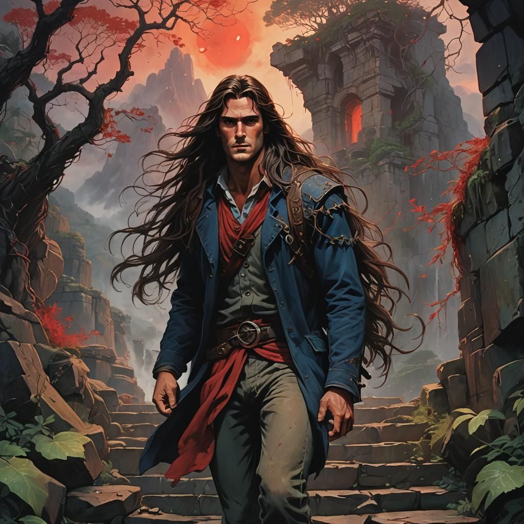 Heroic Youth on Ancient Ruins, Digital Concept Art