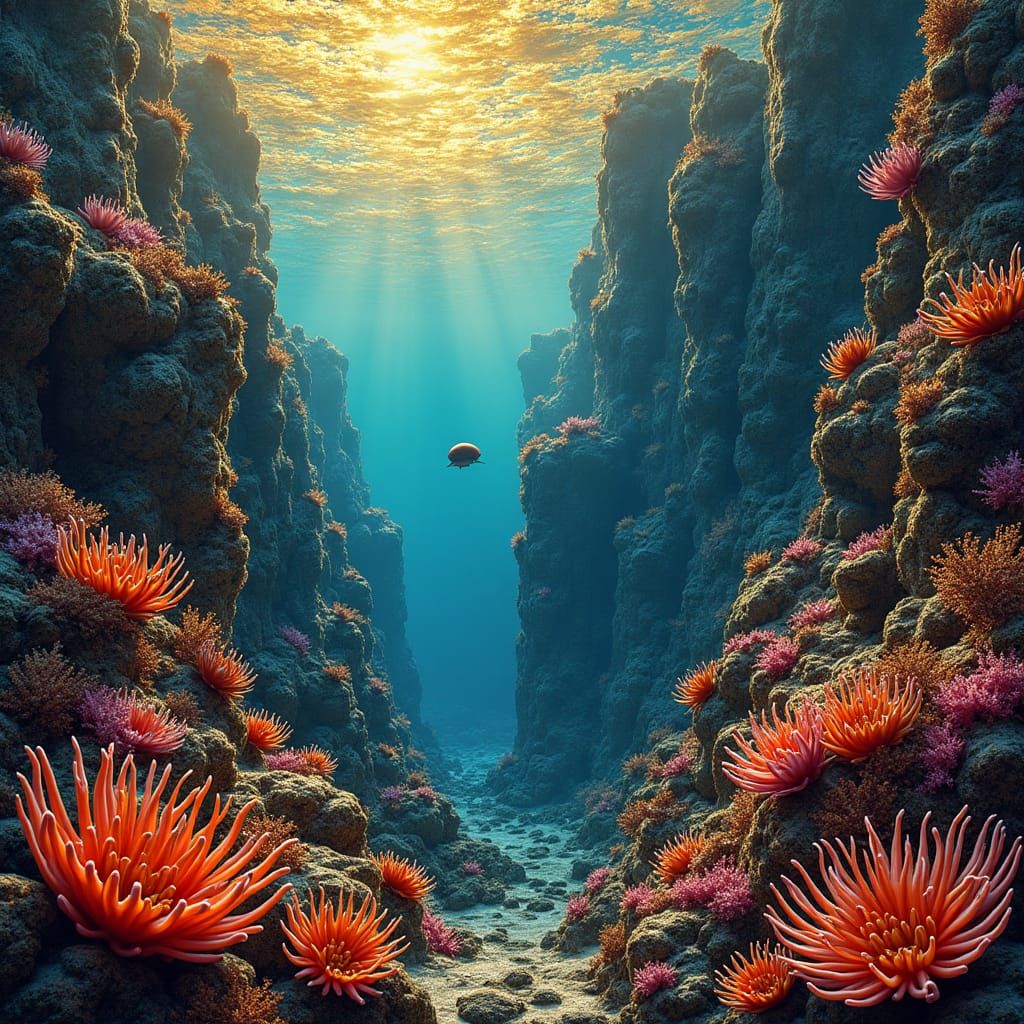 Golden Coral Reef in Mystical Gravure Style