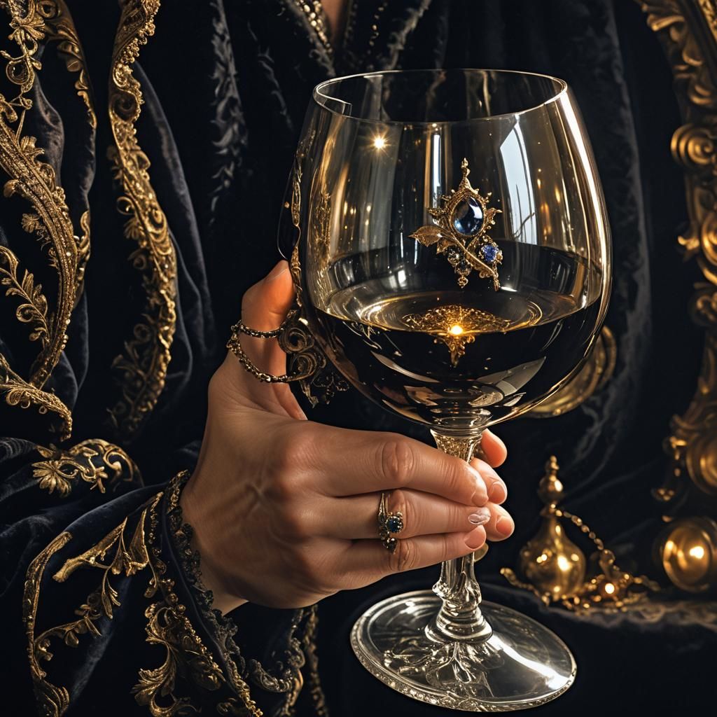 Ornate Wine Glass in Baroque Style