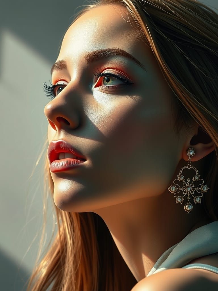 Cubist Portrait of Femininity in Acrylic Style