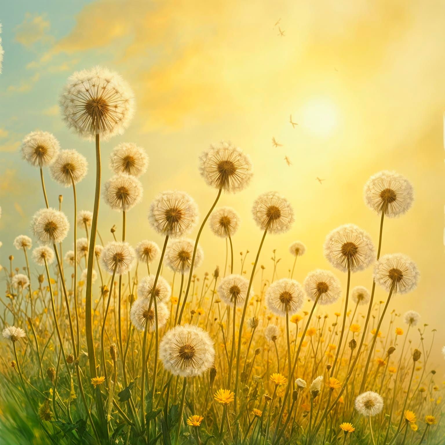 Dandelions Blowing Gently in the Wind