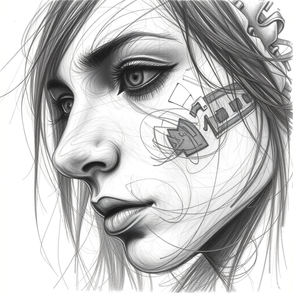 Expressive Museum-Quality Pencil Sketch with Textured Detail