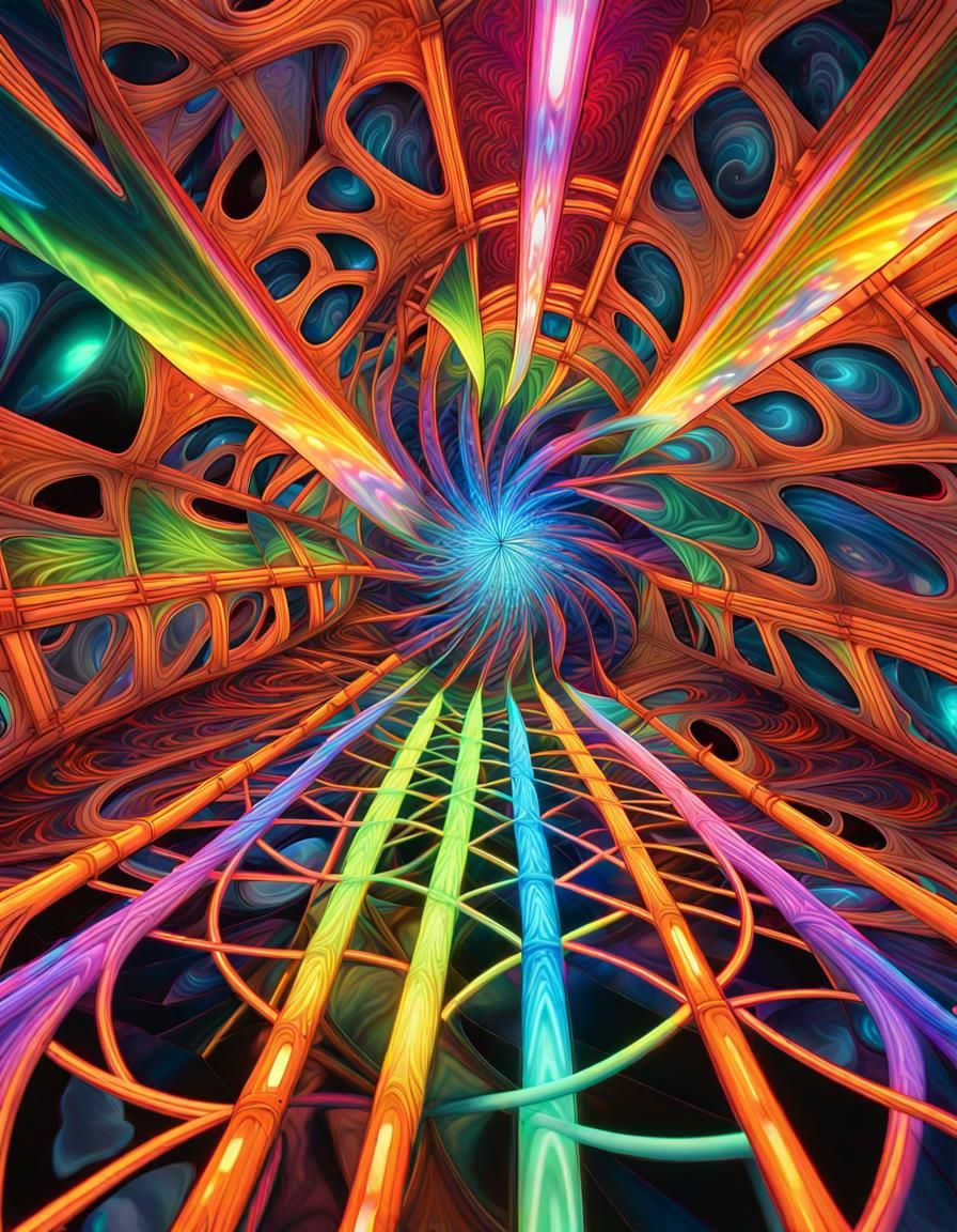 Hyperrealistic Psychedelic Vortex with Neon Colors