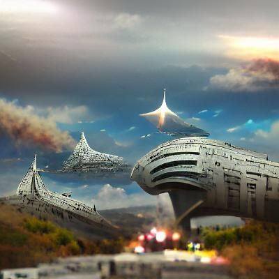 Detailed Matte Painting of a Starship