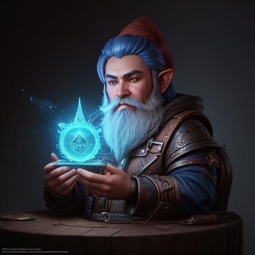 Gnome Artificer Male God in Detailed Matte Painting