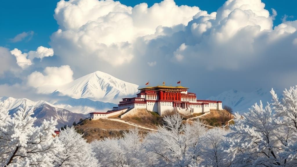 Majestic Potala Palace in Tibet Winter Wonderland