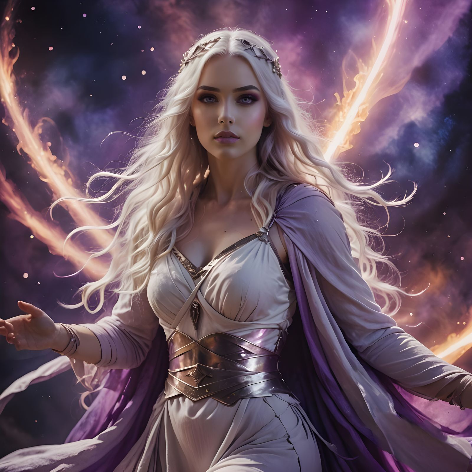 Goddess with Dagger Floating in Supernova