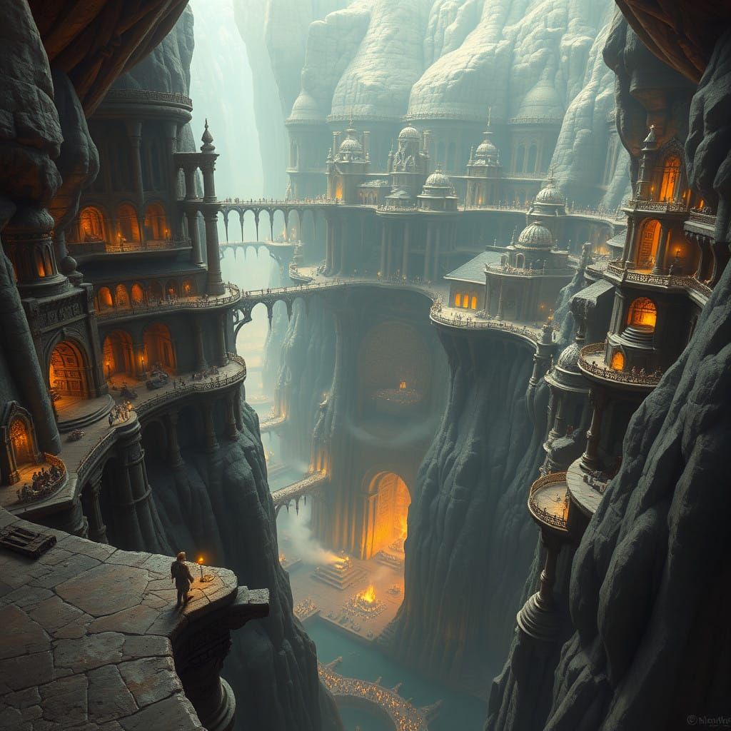 Dwarven Metropolis in a Cavernous Abyss