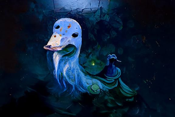 Ghost Duck Mask in Vintage Illustration Style