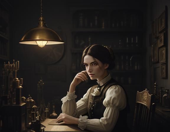 Victorian Anatomist in Laboratory: Fantasy Concept Art