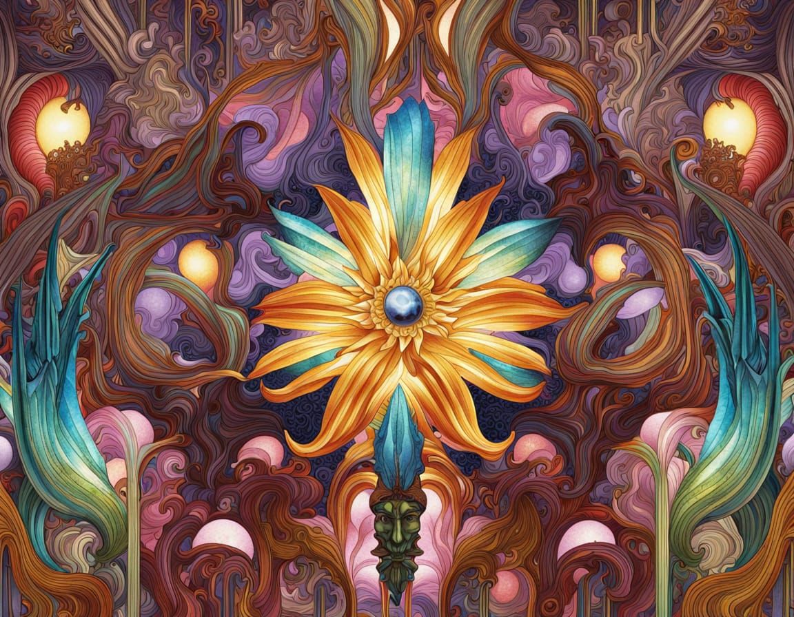 Cosmic Sorceress in Art Deco Style