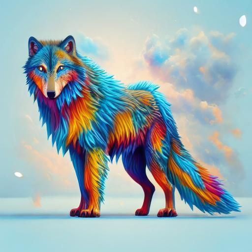 Abstract 3D Wolf Assembled from Organic Forms