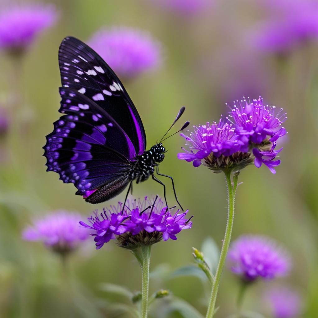 Purple and Black Butterfly Art