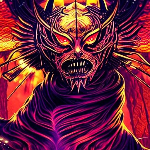 Detailed Demon Matte Painting in Deep Color