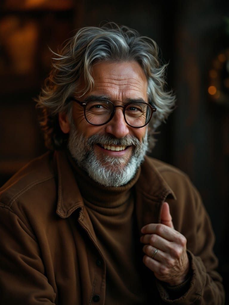 Man in Warm Reflection, Cozy Atmosphere