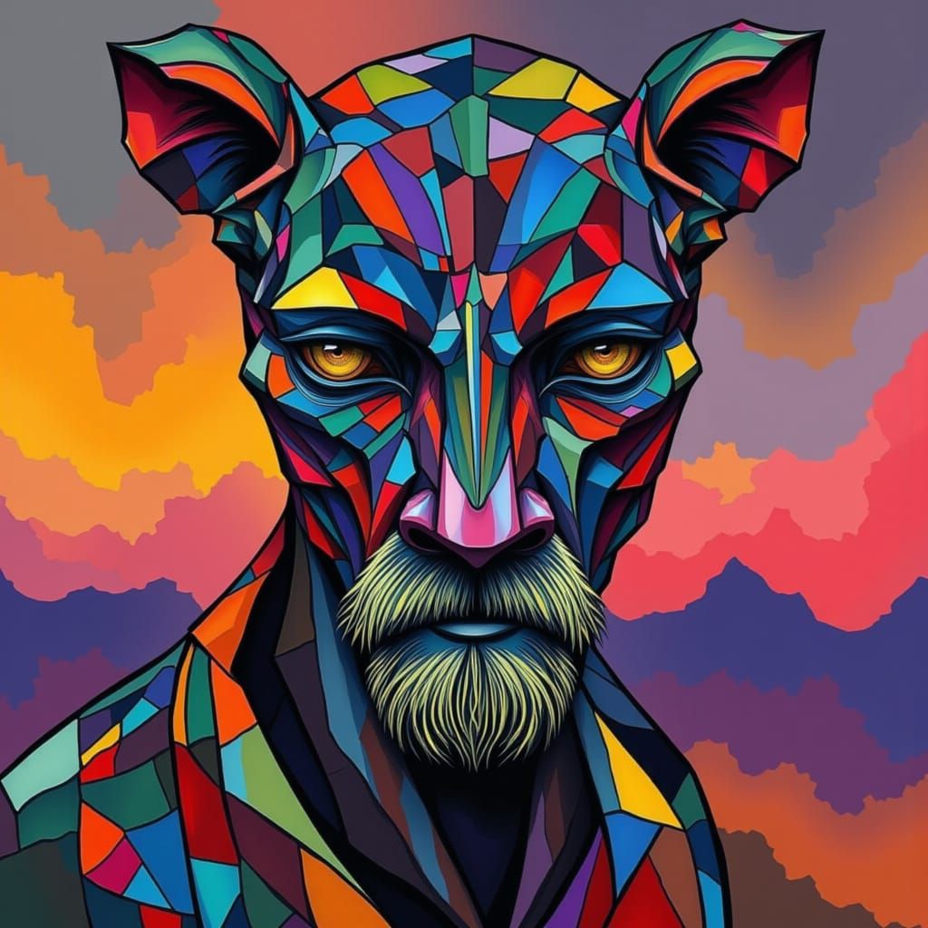 Abstract Geometric Figures in Surreal Landscape