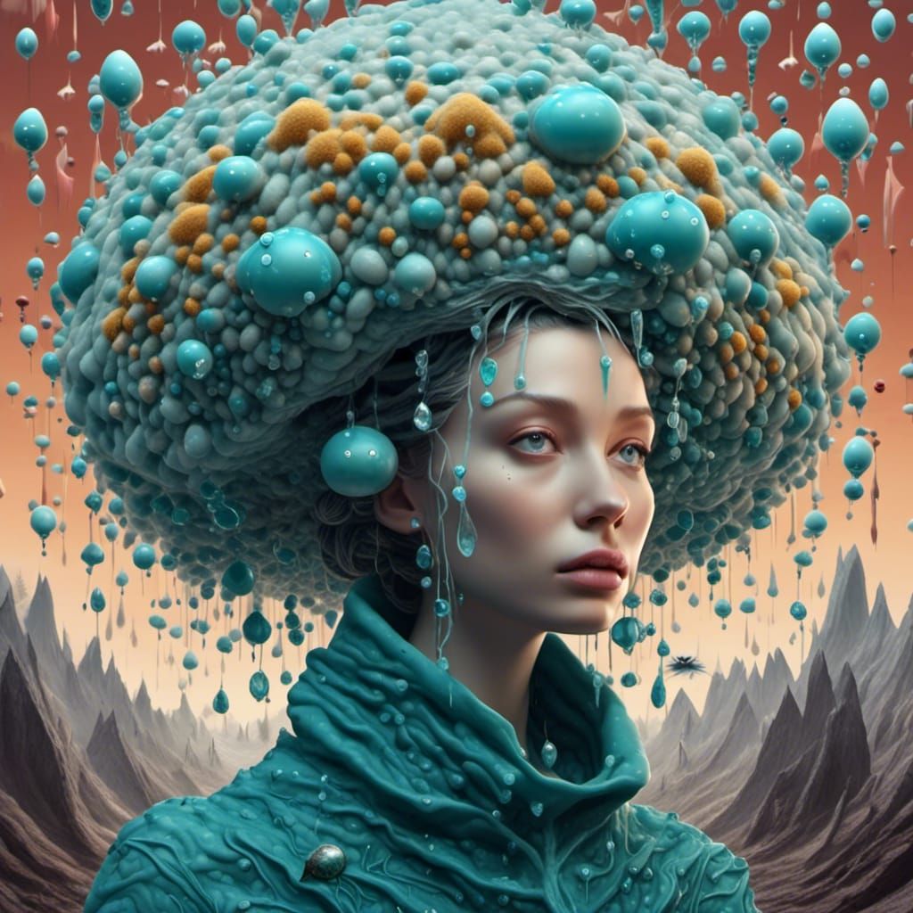 Wool Cloud with Alien Portrait in Abstract Art