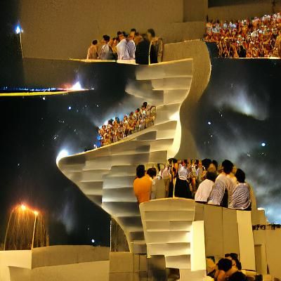 Endless Stairway to Space: A Crowd's Awe