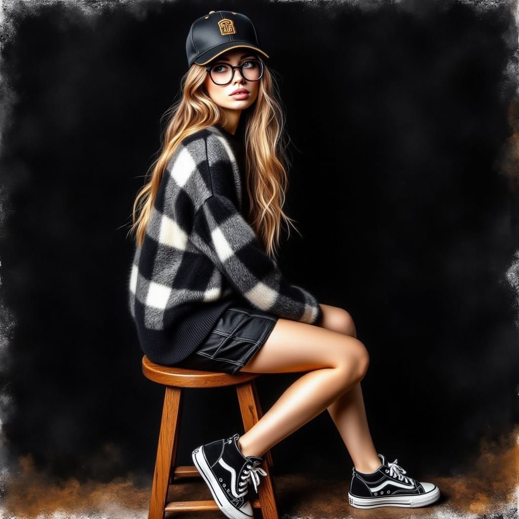 Surreal Woman in Whimsical Watercolor Acrylic Style