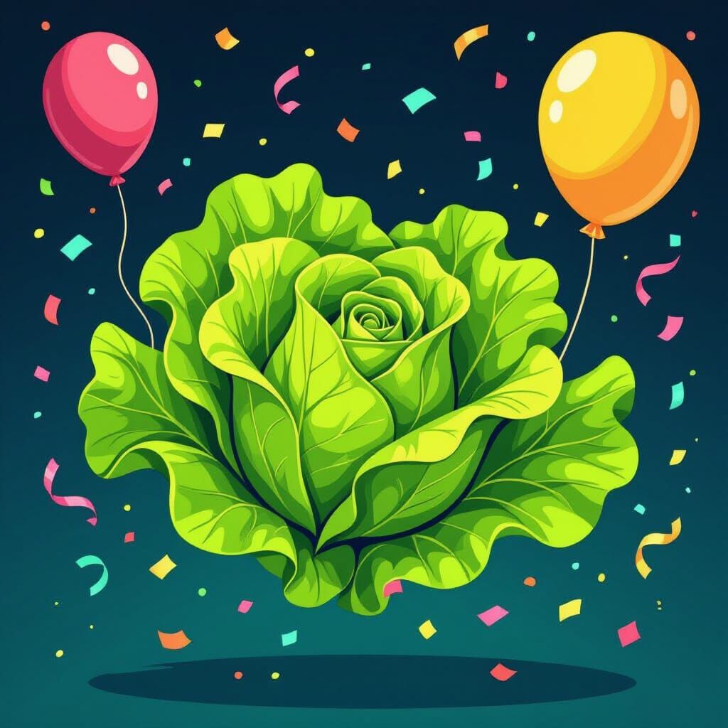 Lettuce Leaves Dancing in Whimsical Style